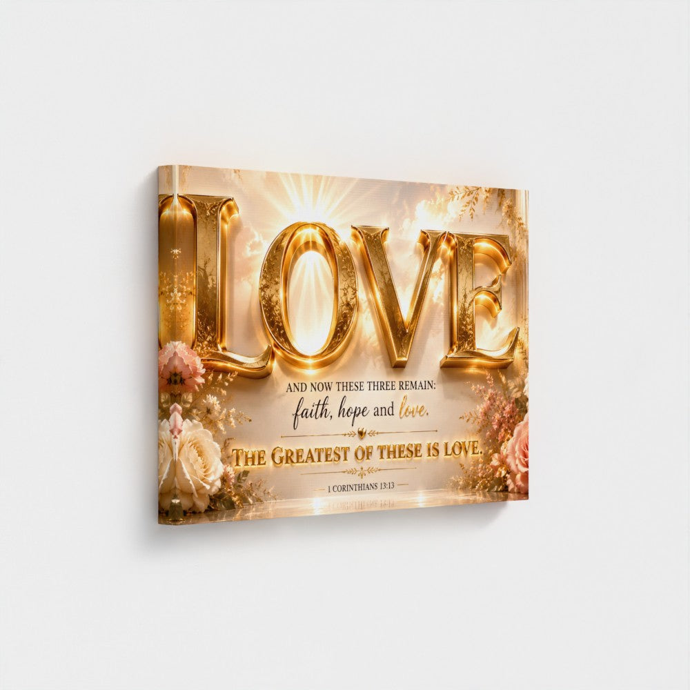 LOVE โ Christian Wall Art Canvas | 1 Corinthians 13:13