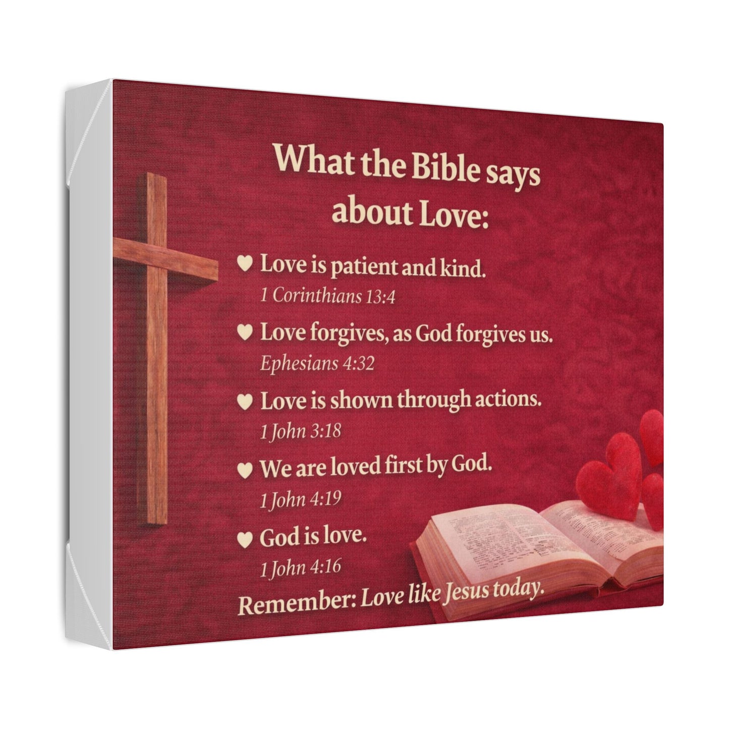 Canvas Print — “What the Bible Says About Love” Scripture Art (Valentine/Religious Gift)
