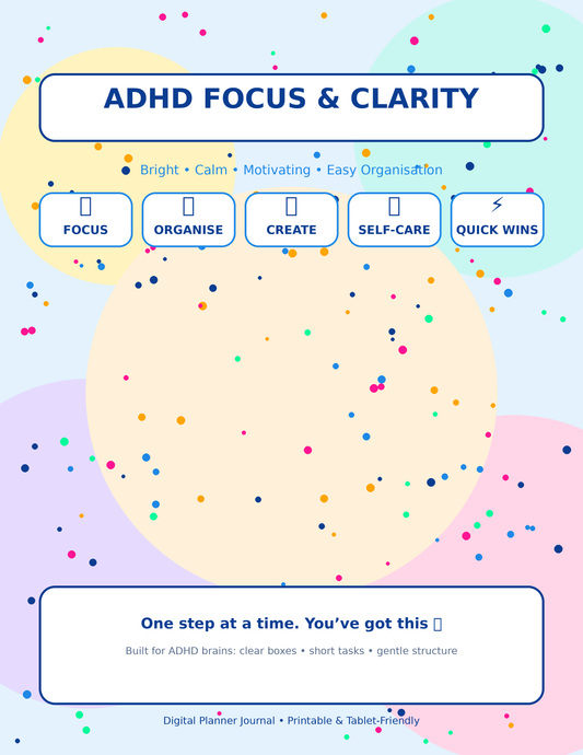 Ultimate ADHD Digital Planner – Monthly Goals, Habit Challenges & Focus Tracker