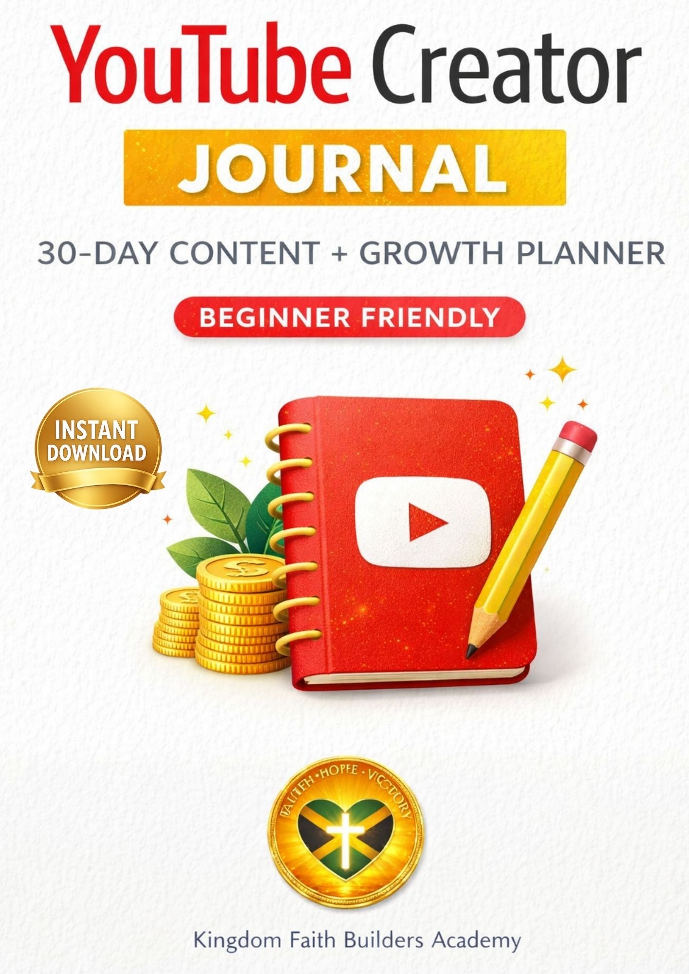 YouTube Creator Journal: 30-Day Content + Growth Planner (Beginner Friendly)