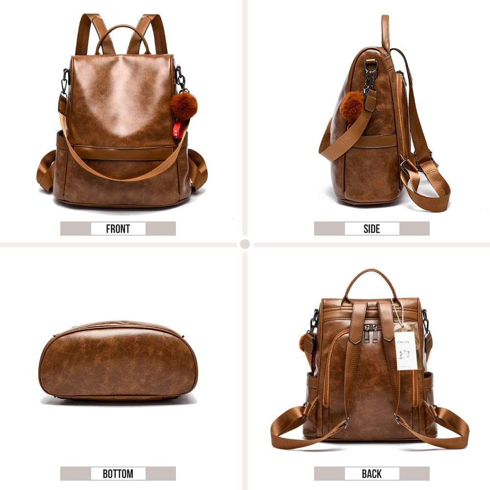 Women Backpack Purse PU Leather Anti-Theft Casual Shoulder Bag Fashion Ladies Satchel Bags