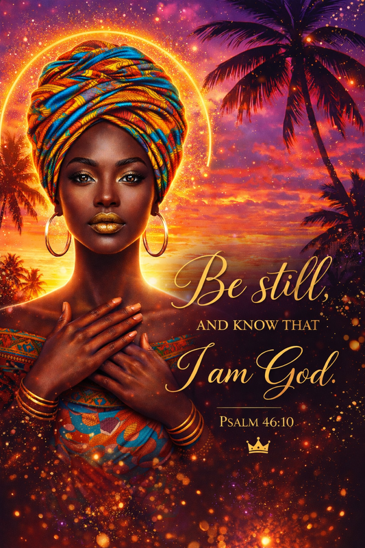Be Still and Know Psalm 46:10 | Black Caribbean Christian Wall Art Printable | Prayer Room Decor