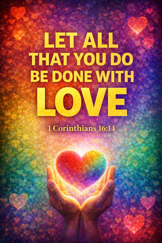Christian Love Wall Art Printable A4 & A3 | Let All That You Do Be Done With Love | 1 Corinthians 16:14 Decor